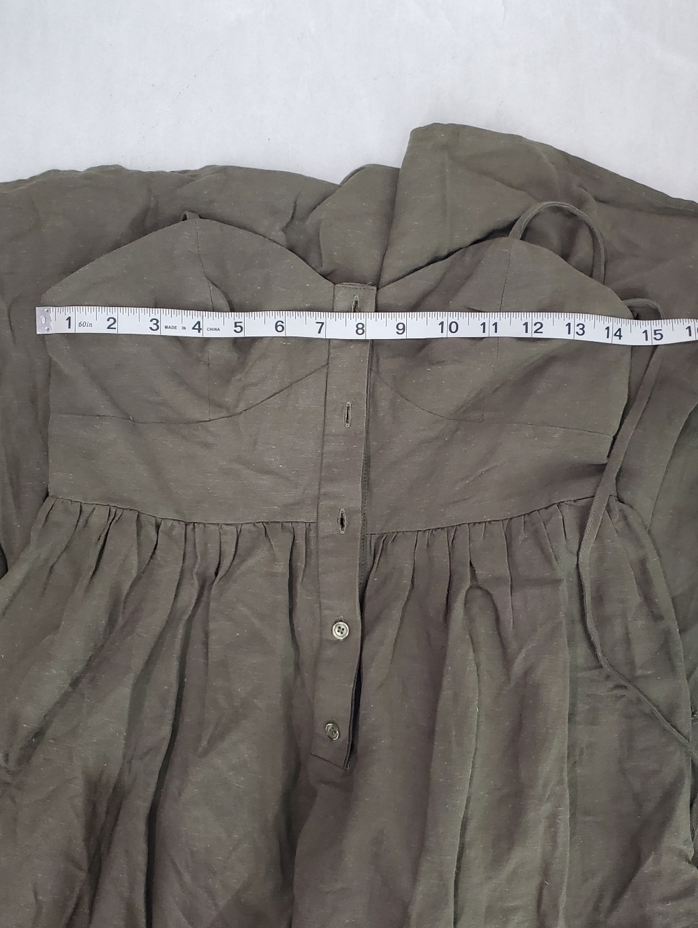 NEW THE SHIRT Rochelle Behrens Tuckernuck Leora Dress in Olive Midi Ramie Beach - Picture 16 of 16